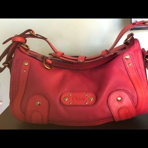 Authentic Chloe fuchsia leather shoulder bag